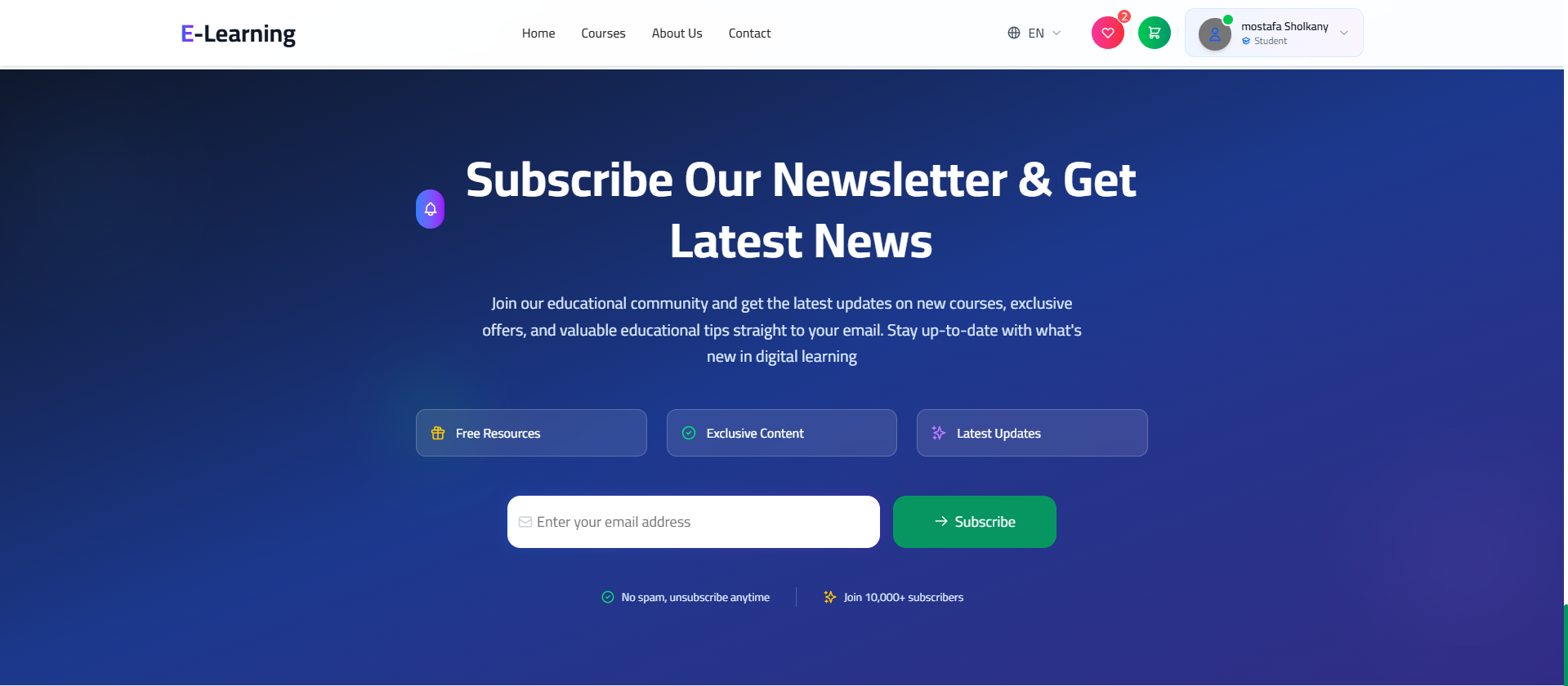 Integrated E-Learning Platform web screenshot