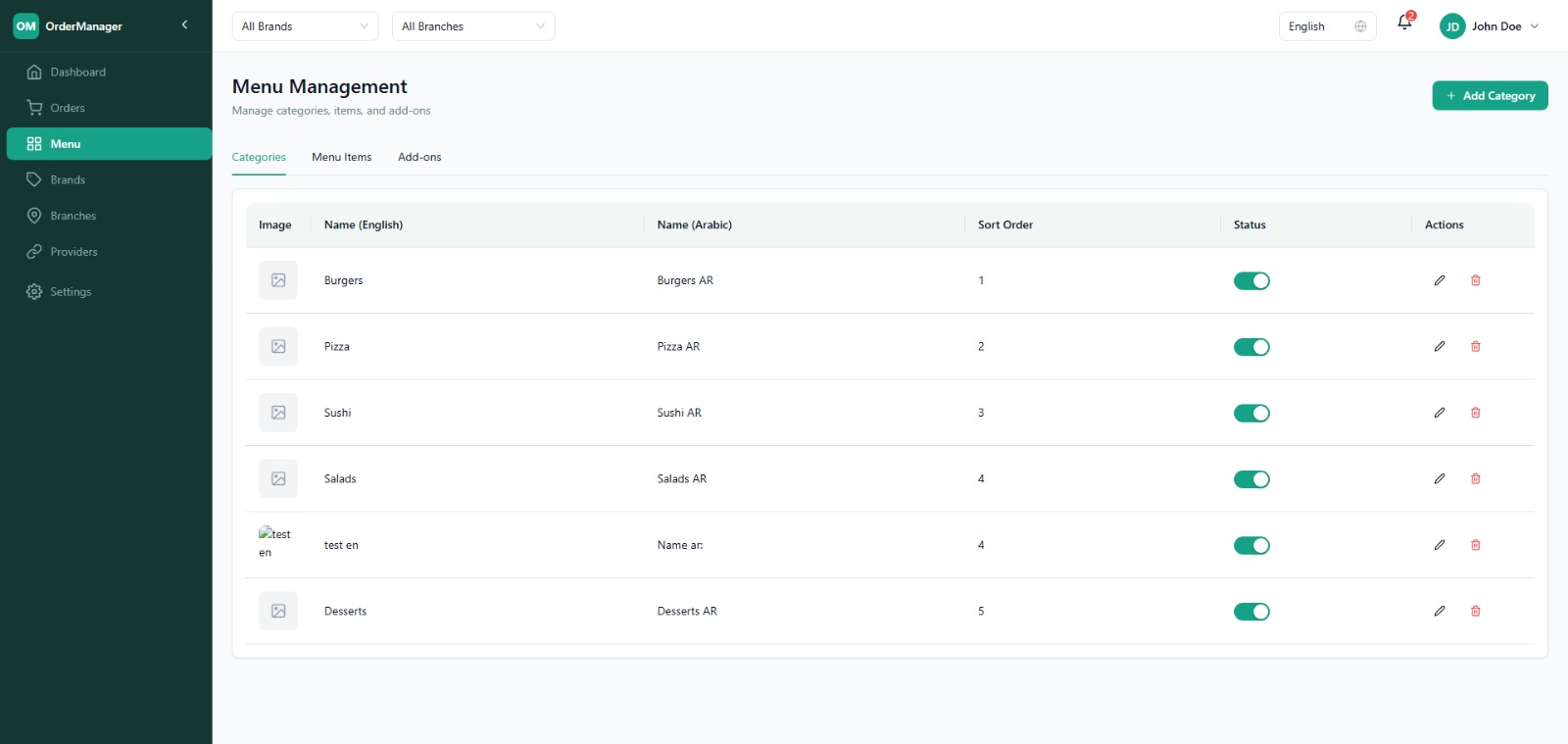 OrderManager – Restaurant Operations Management System web screenshot
